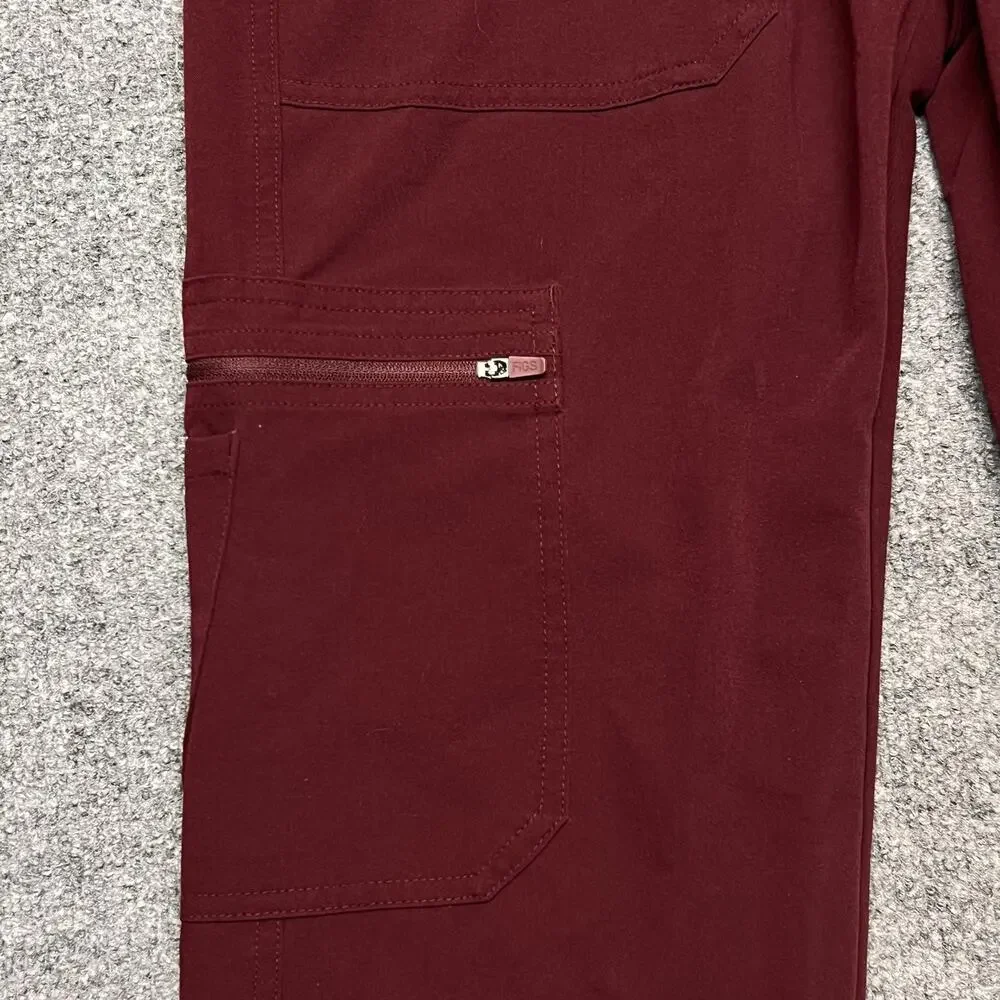 FIGS Technical Collection Pants Men Medium Red Cargo Elastic Waist Scrub Medical